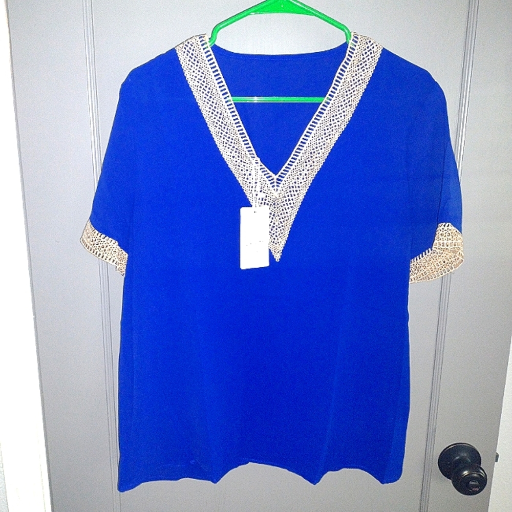Women's Blue & Gold Dress Shirt Large BNWT!